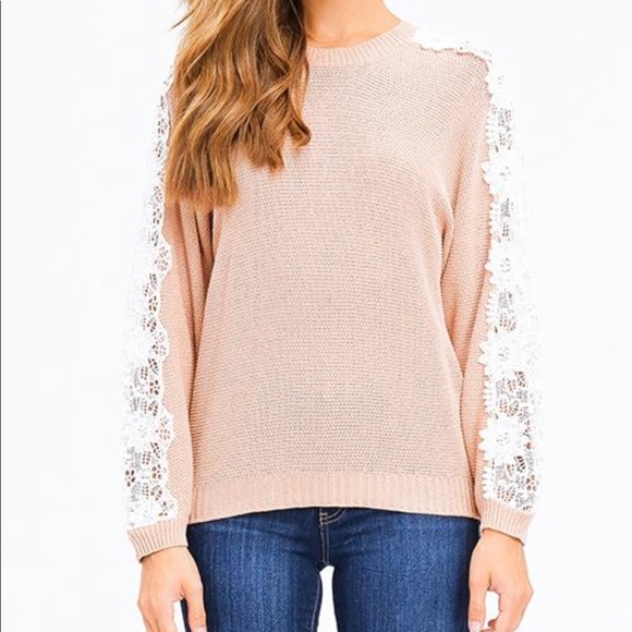 Musthave Lace Sleeve Sweater - Creme